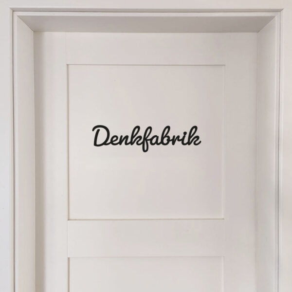 Türschild Denkfabrik – aus PLA im 3D-Druck gefertigt
